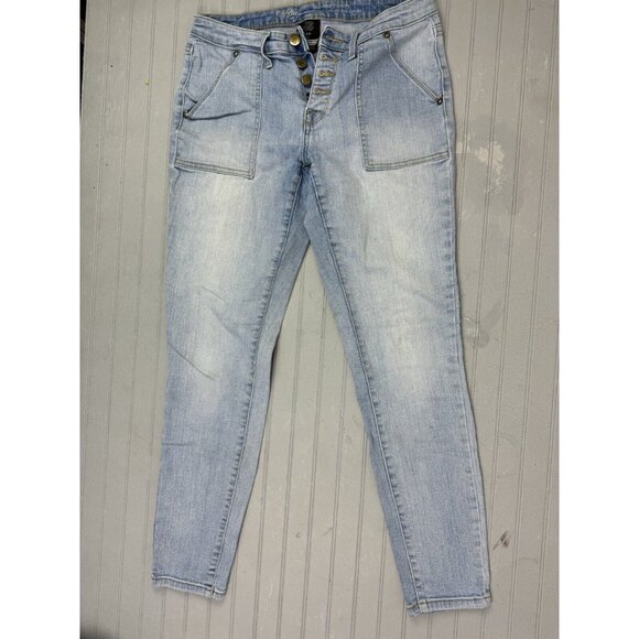 Mossimo Size 4 27 Womens Jeans Power Stretch Mid Rise Skinny Button Fly … - Picture 1 of 4